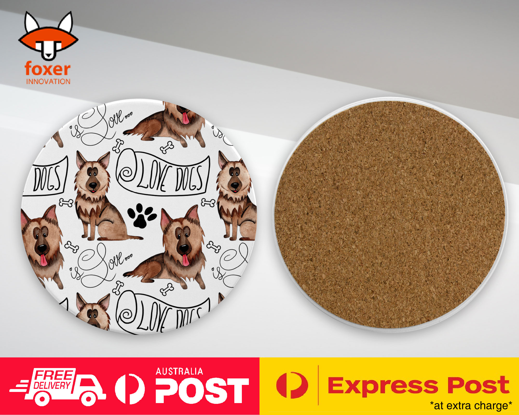 COASTER COFFEE DRINKING MAT|GERMEN SHEPHERD DOG PUPPY PATTERN