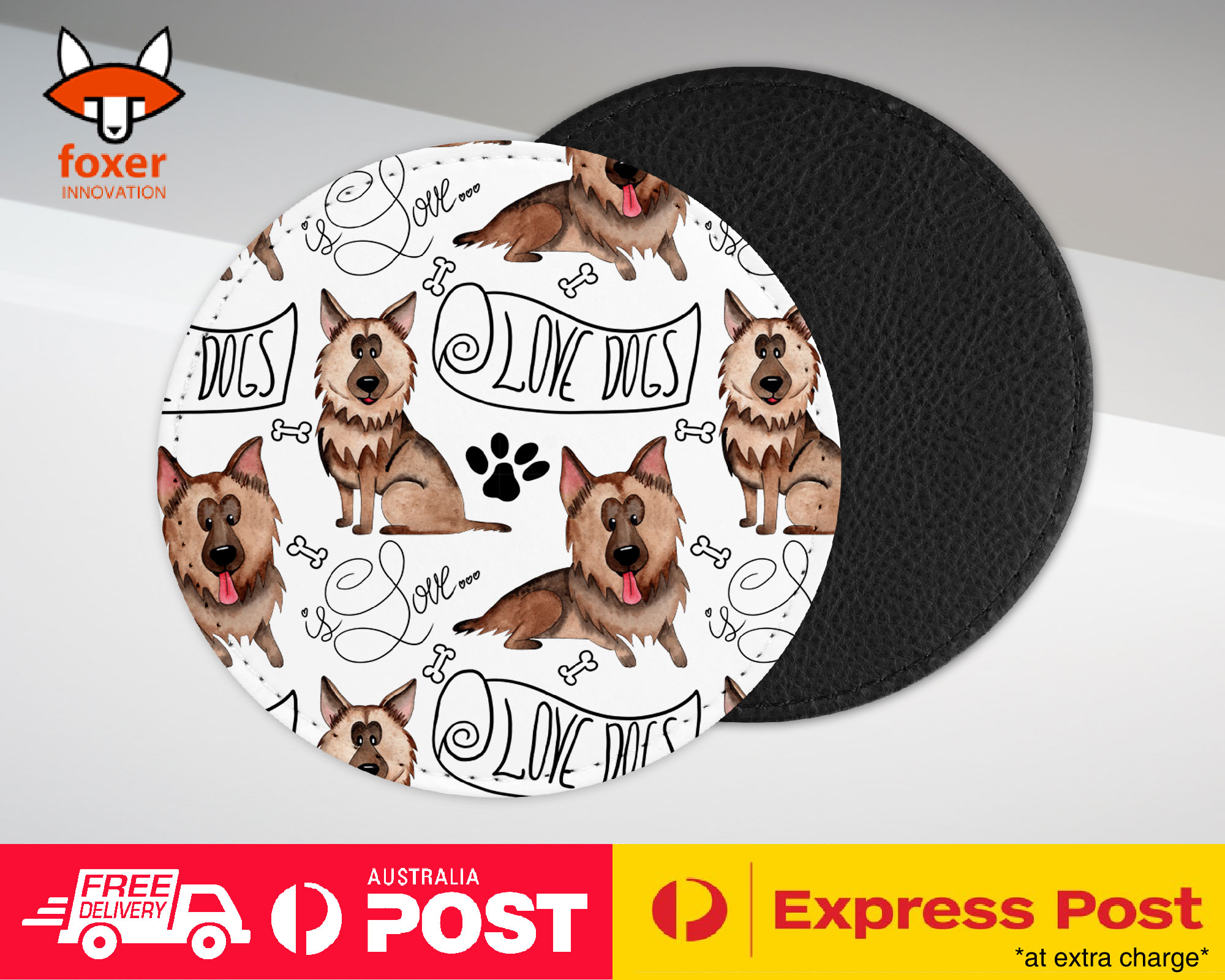 COASTER COFFEE DRINKING MAT|GERMEN SHEPHERD DOG PUPPY PATTERN