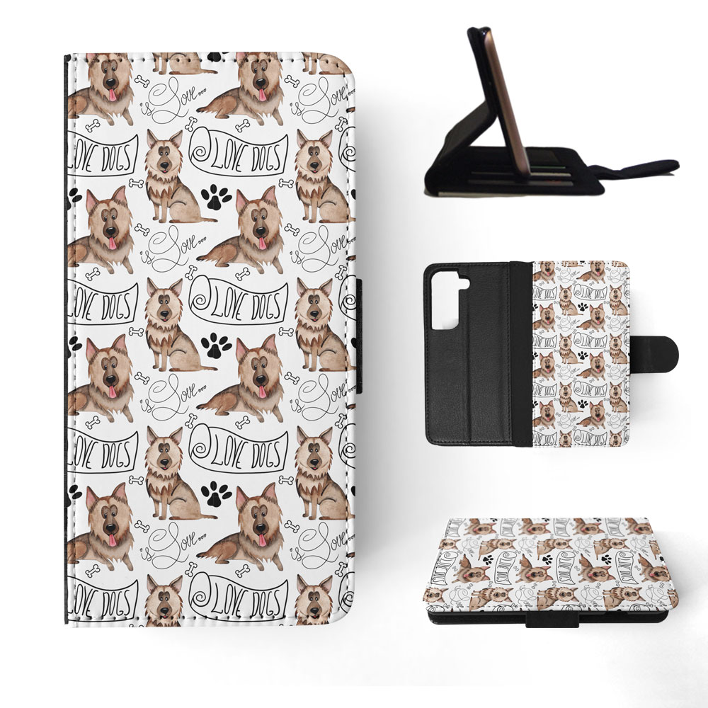 FLIP CASE FOR SAMSUNG GALAXY|GERMEN SHEPHERD DOG PUPPY PATTERN - Picture 46 of 120
