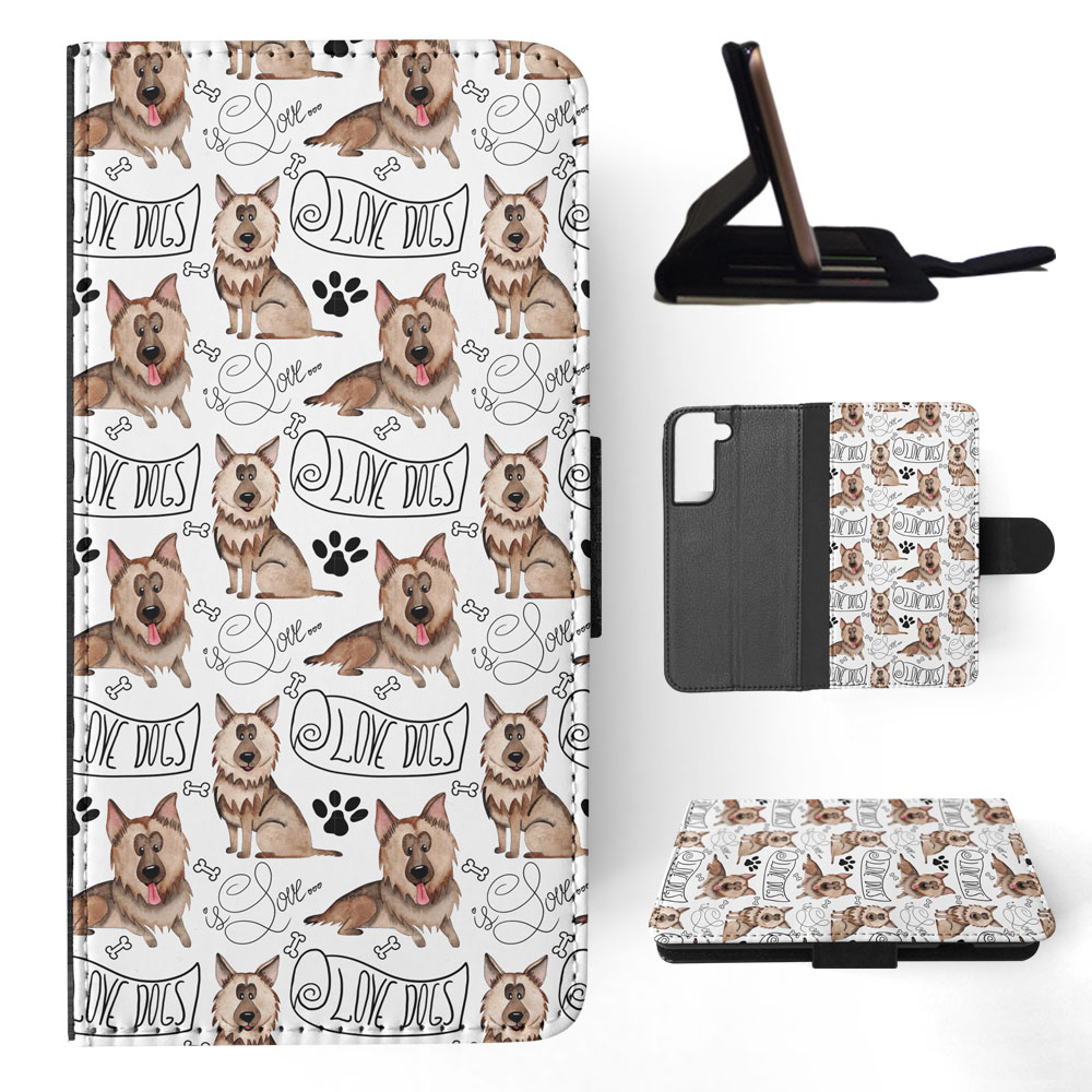 FLIP CASE FOR SAMSUNG GALAXY|GERMEN SHEPHERD DOG PUPPY PATTERN - Picture 41 of 120
