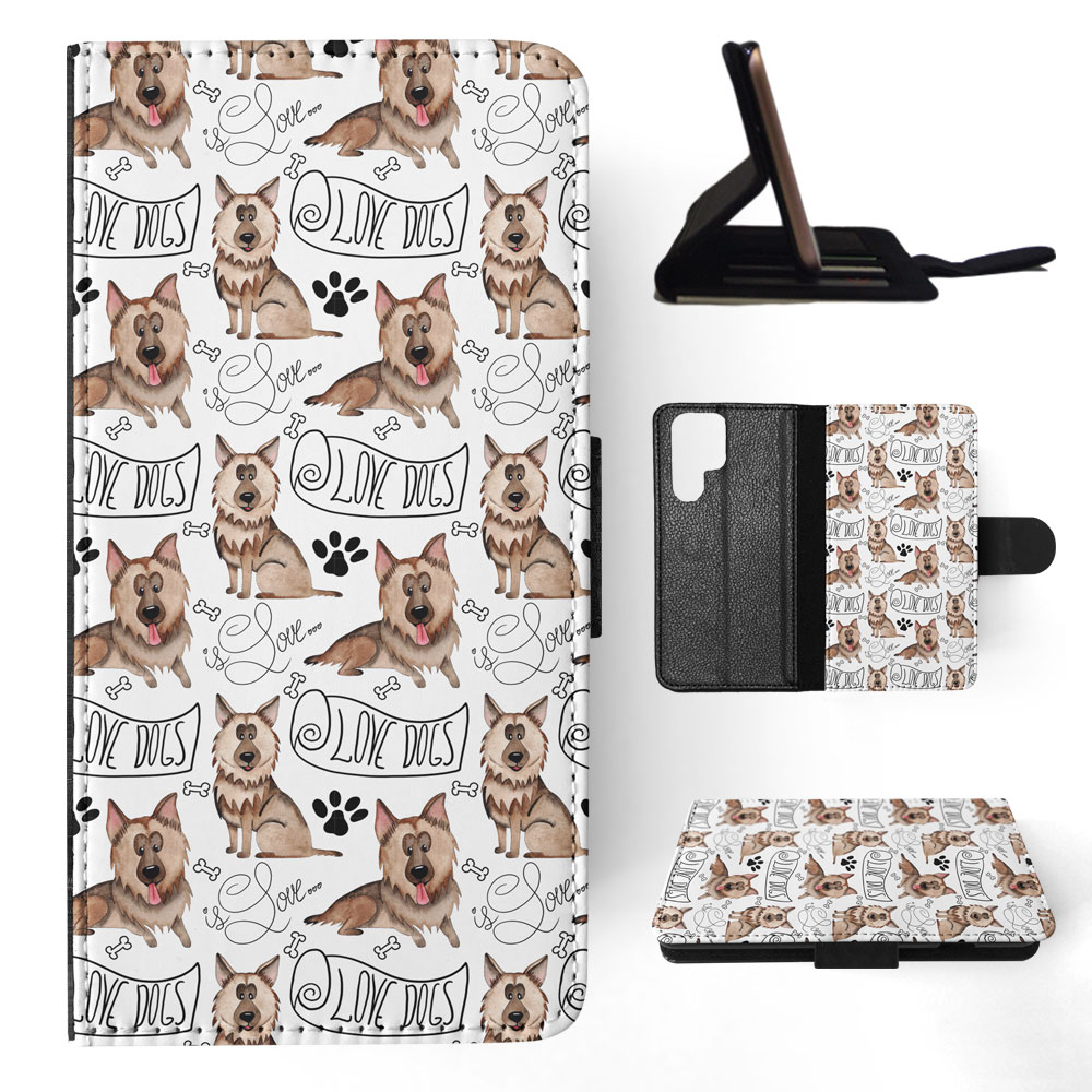 FLIP CASE FOR SAMSUNG GALAXY|GERMEN SHEPHERD DOG PUPPY PATTERN - Picture 36 of 120