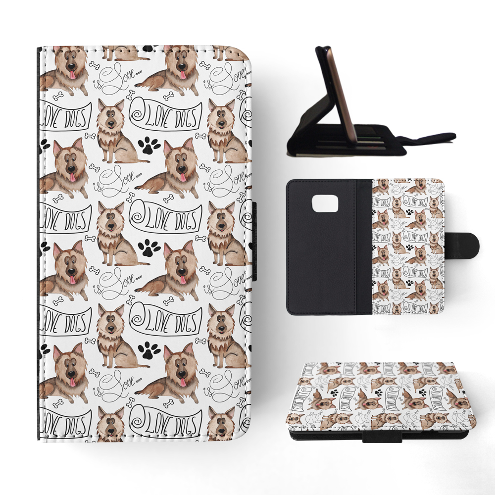 FLIP CASE FOR SAMSUNG GALAXY|GERMEN SHEPHERD DOG PUPPY PATTERN - Picture 116 of 120