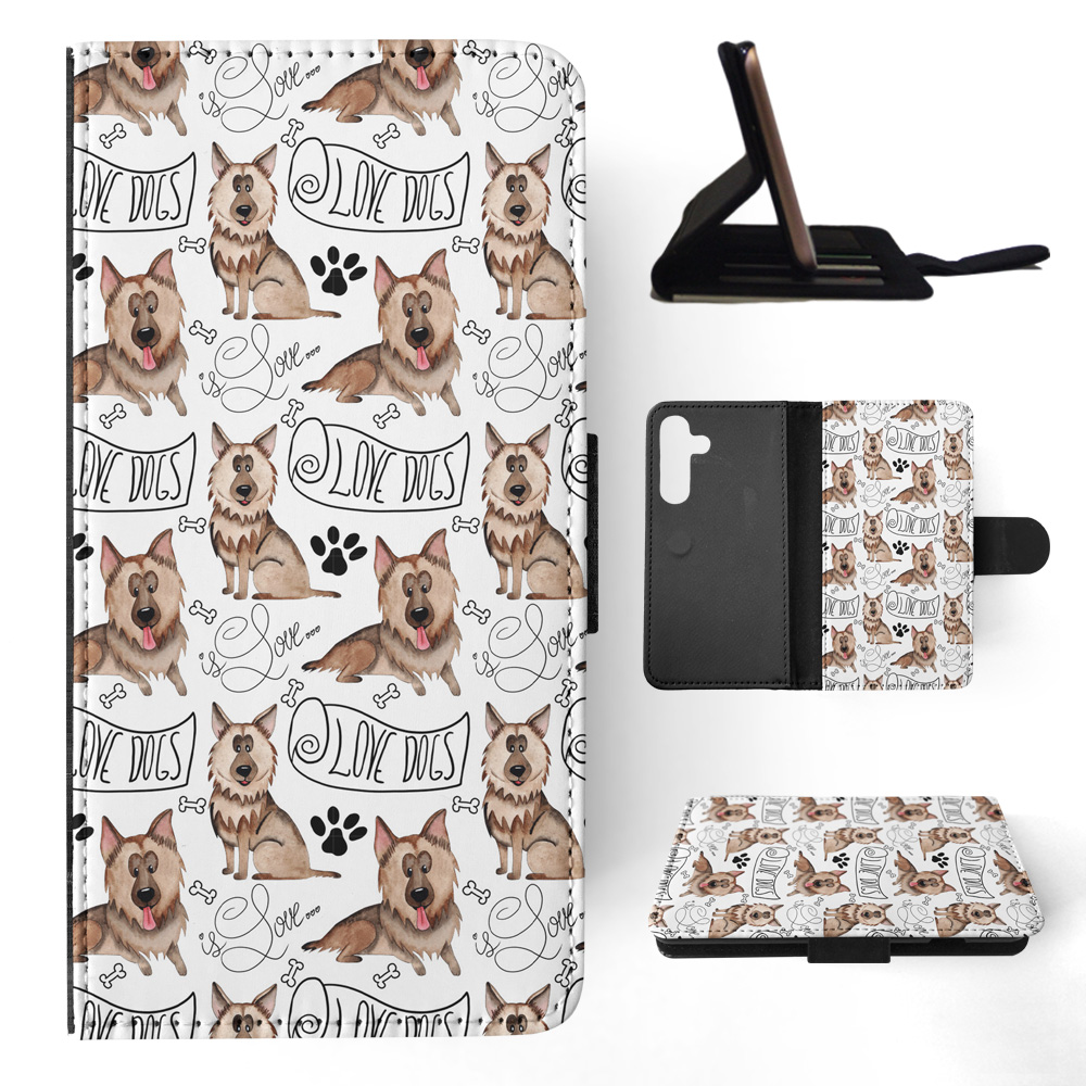 FLIP CASE FOR SAMSUNG GALAXY|GERMEN SHEPHERD DOG PUPPY PATTERN - Picture 16 of 120