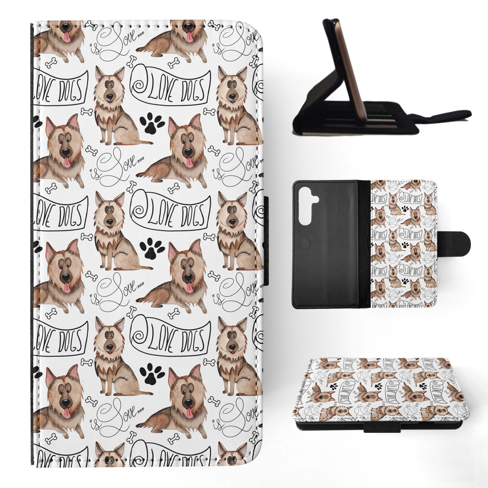 FLIP CASE FOR SAMSUNG GALAXY|GERMEN SHEPHERD DOG PUPPY PATTERN - Picture 11 of 120