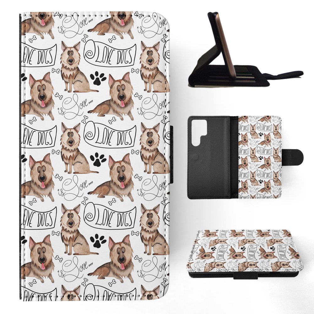 FLIP CASE FOR SAMSUNG GALAXY|GERMEN SHEPHERD DOG PUPPY PATTERN - Picture 6 of 120