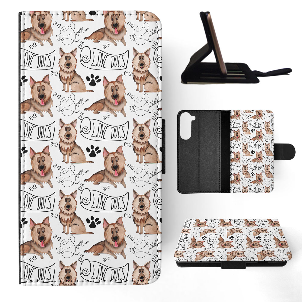 FLIP CASE FOR SAMSUNG GALAXY|GERMEN SHEPHERD DOG PUPPY PATTERN - Picture 26 of 120