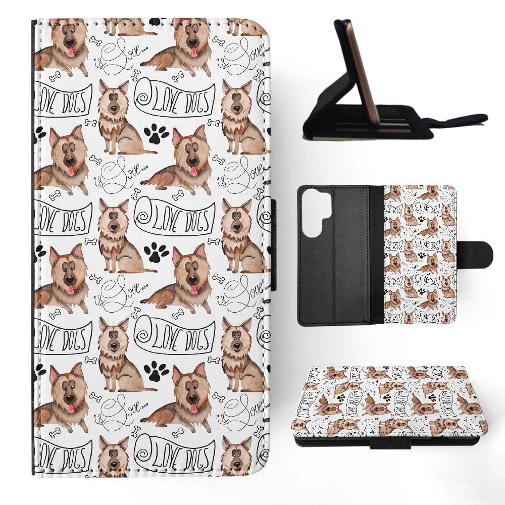 FLIP CASE FOR SAMSUNG GALAXY|GERMEN SHEPHERD DOG PUPPY PATTERN - Picture 21 of 120