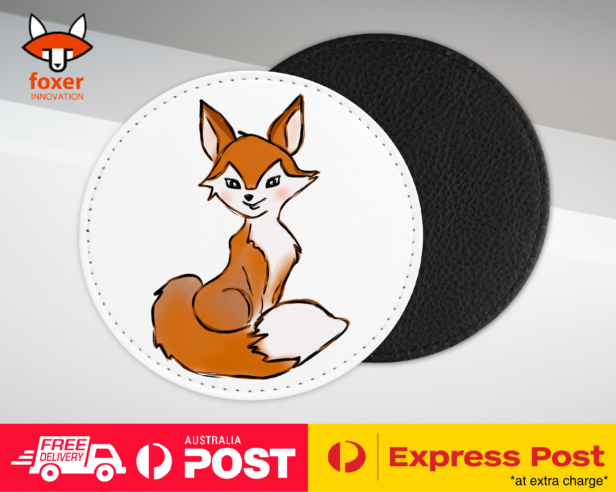 COASTER COFFEE DRINKING MAT|CUTE ANIMAL FOX SKETCH ART