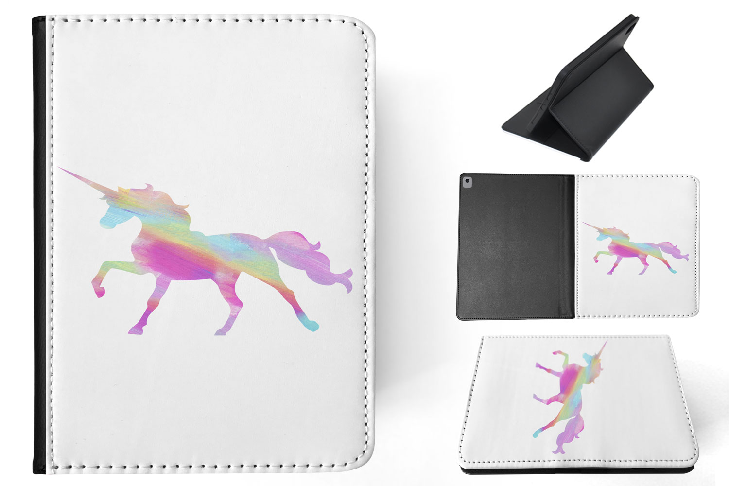 CASE COVER FOR APPLE IPAD|WATERCOLOR RAINBOW UNICORN - Picture 21 of 55