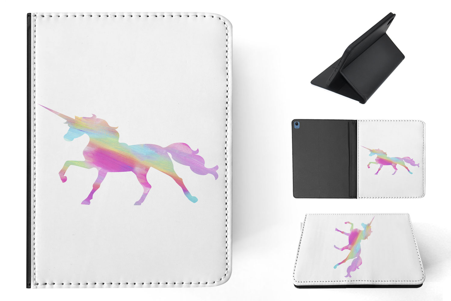 CASE COVER FOR APPLE IPAD|WATERCOLOR RAINBOW UNICORN - Picture 11 of 55