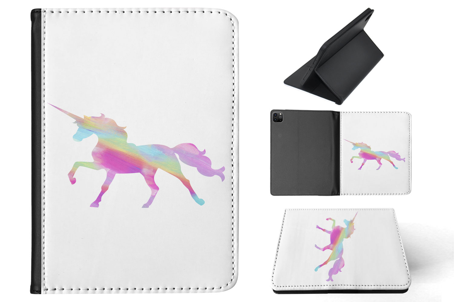 CASE COVER FOR APPLE IPAD|WATERCOLOR RAINBOW UNICORN - Picture 36 of 55