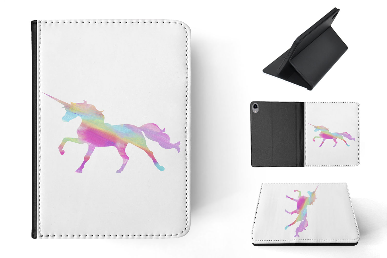 CASE COVER FOR APPLE IPAD|WATERCOLOR RAINBOW UNICORN - Picture 6 of 55