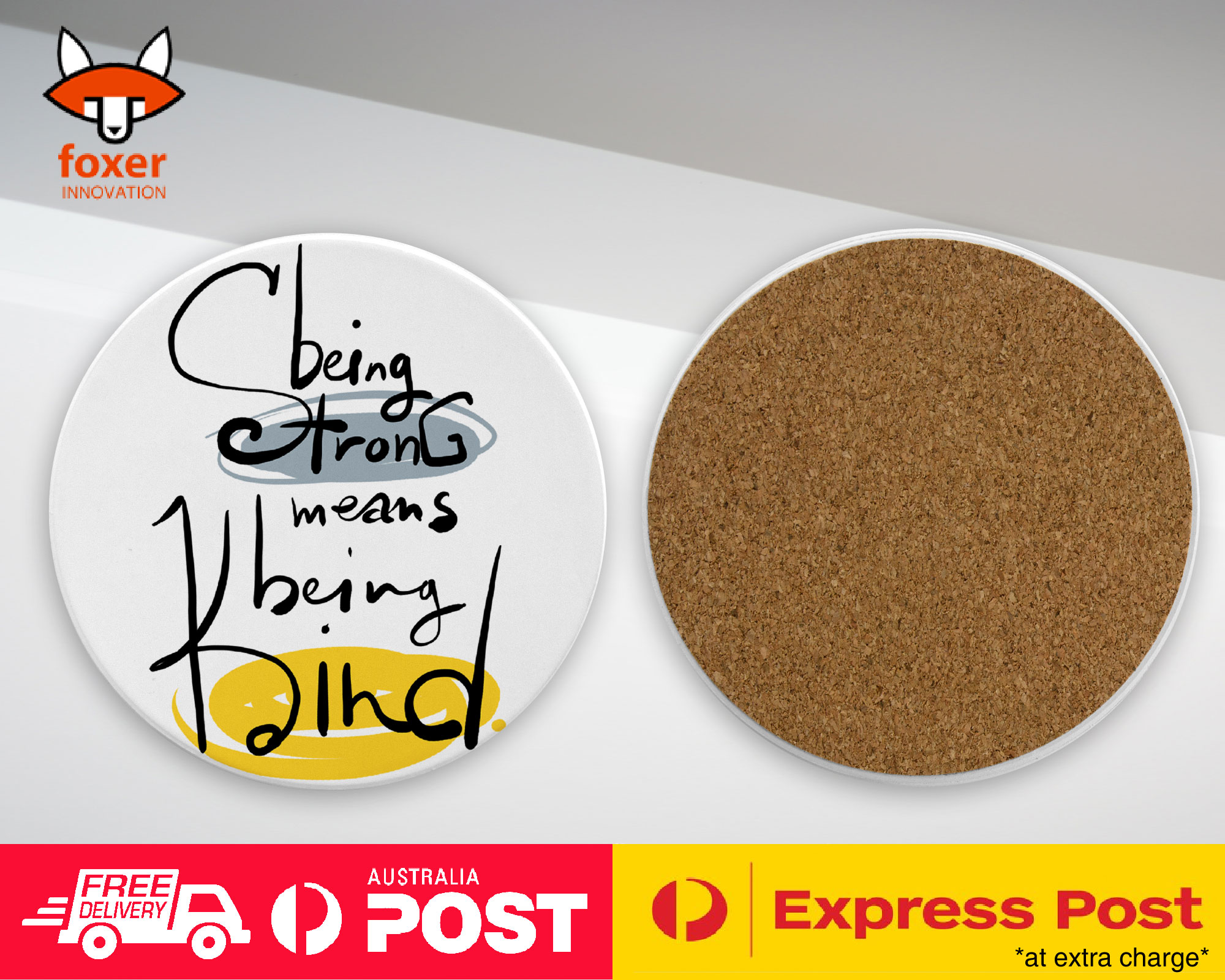 COASTER COFFEE DRINKING MAT|BEING STRONG BEING KIND QUOTES