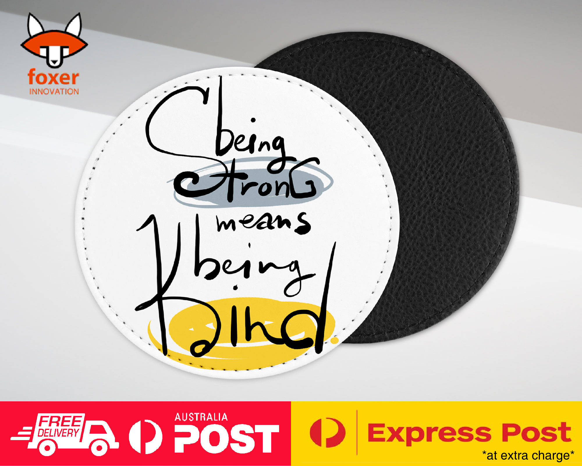 COASTER COFFEE DRINKING MAT|BEING STRONG BEING KIND QUOTES