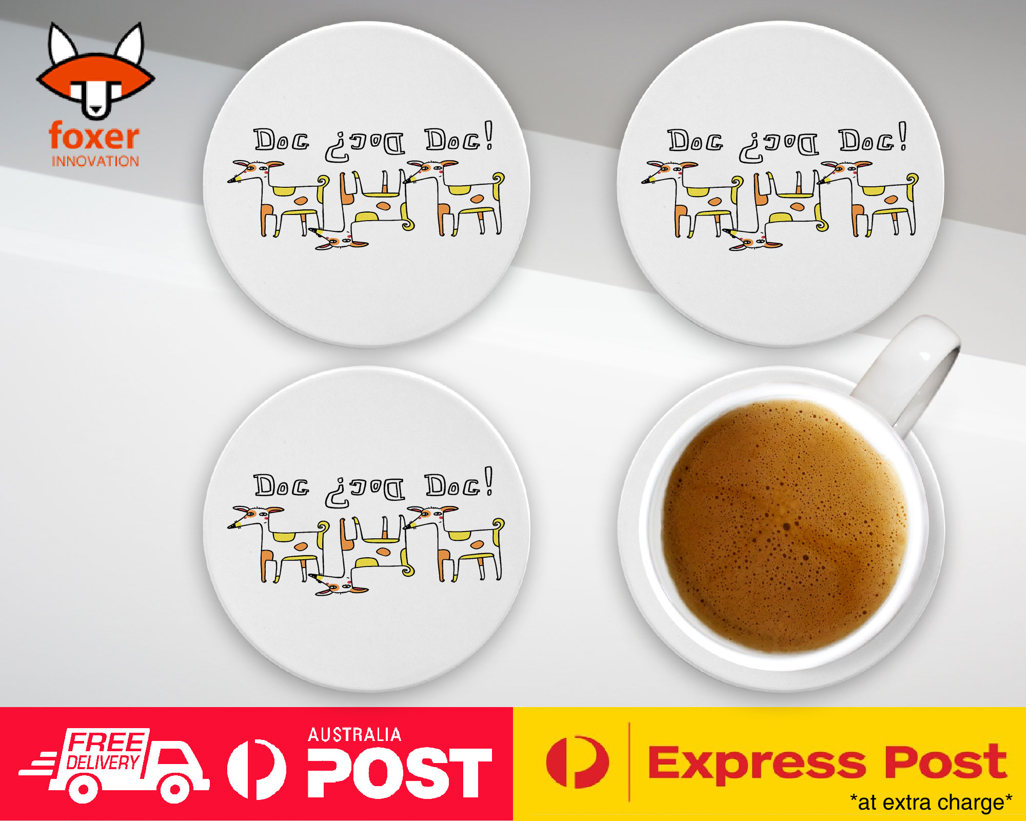 COASTER COFFEE DRINKING MAT|DOG DOG? DOG!