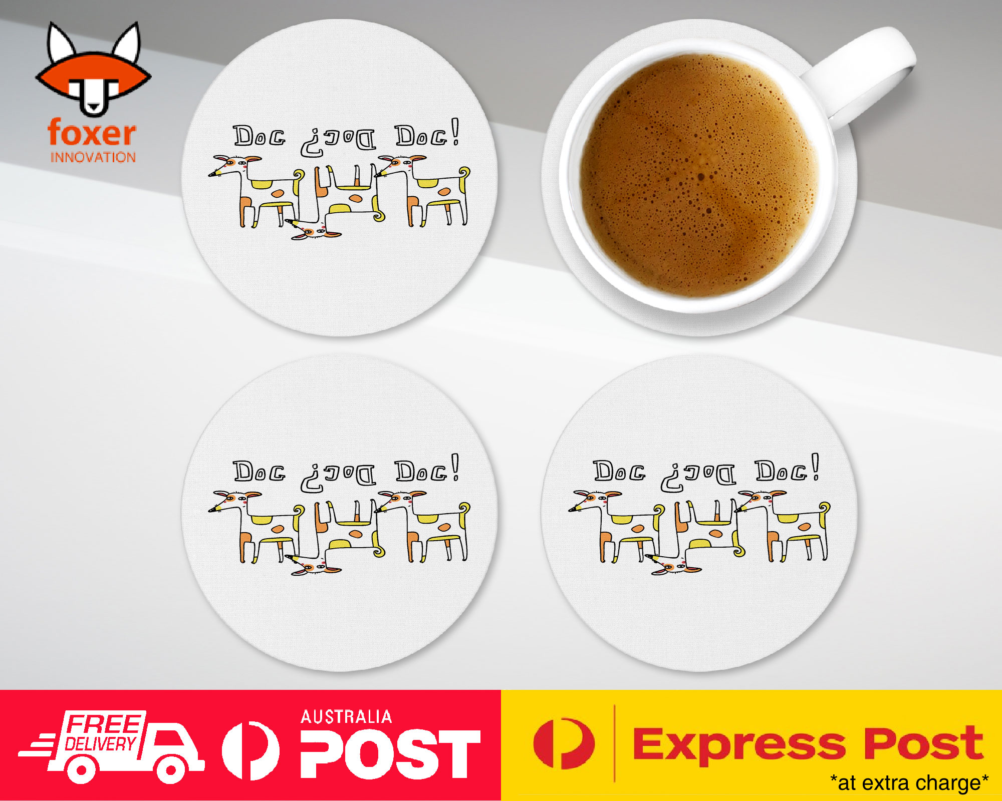 COASTER COFFEE DRINKING MAT|DOG DOG? DOG!