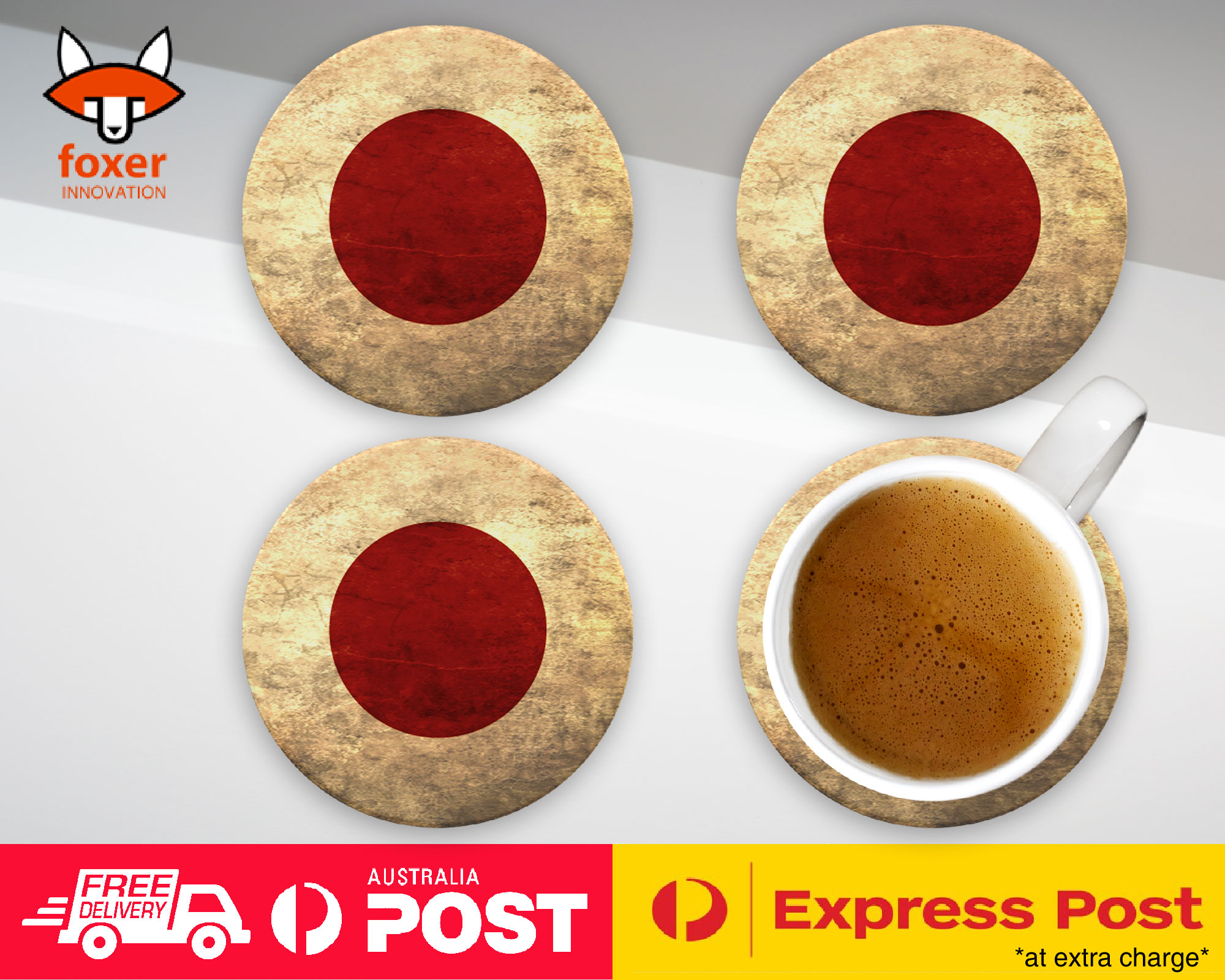 COASTER COFFEE DRINKING MAT|JAPAN COUNTRY FLAG 75