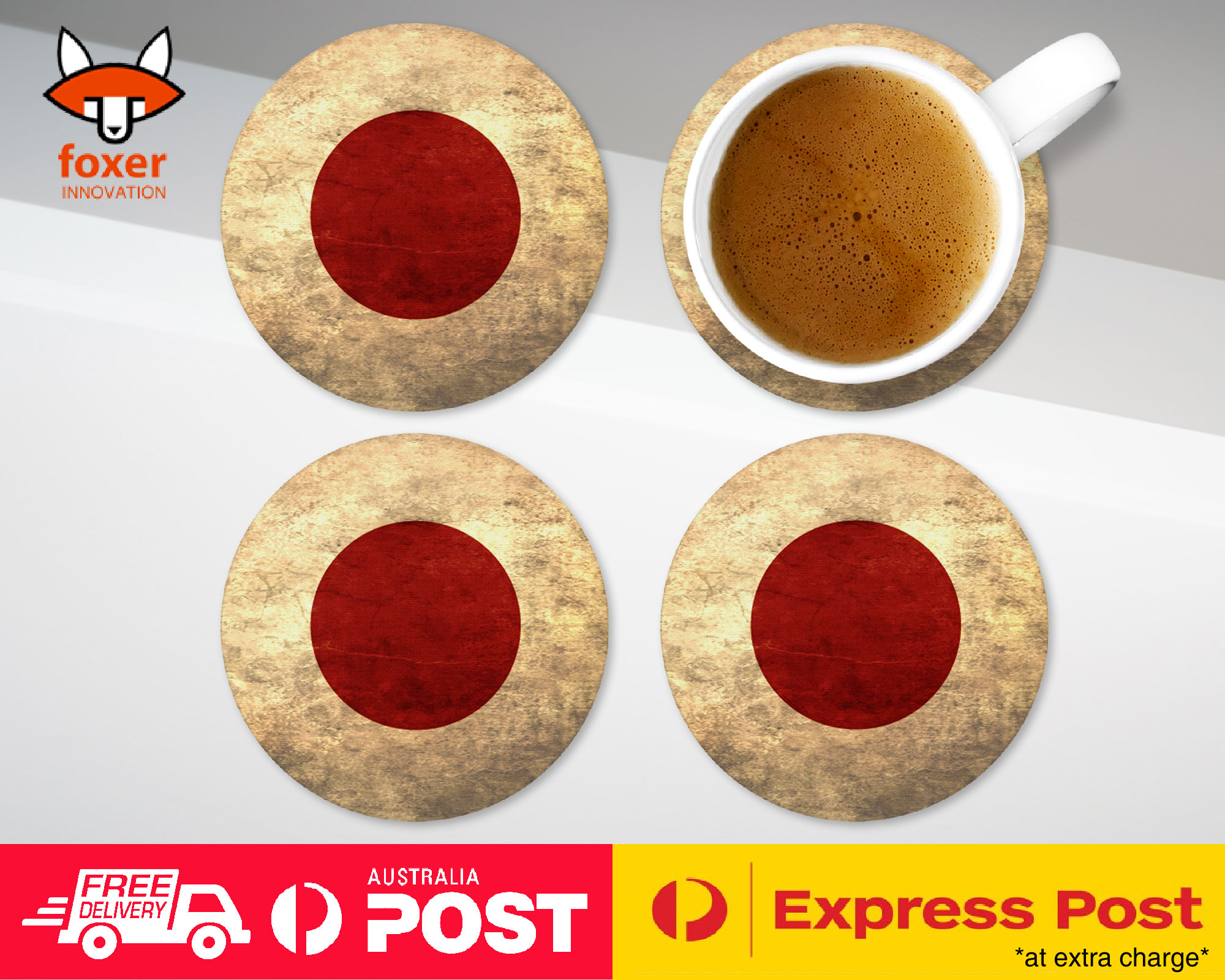 COASTER COFFEE DRINKING MAT|JAPAN COUNTRY FLAG 75