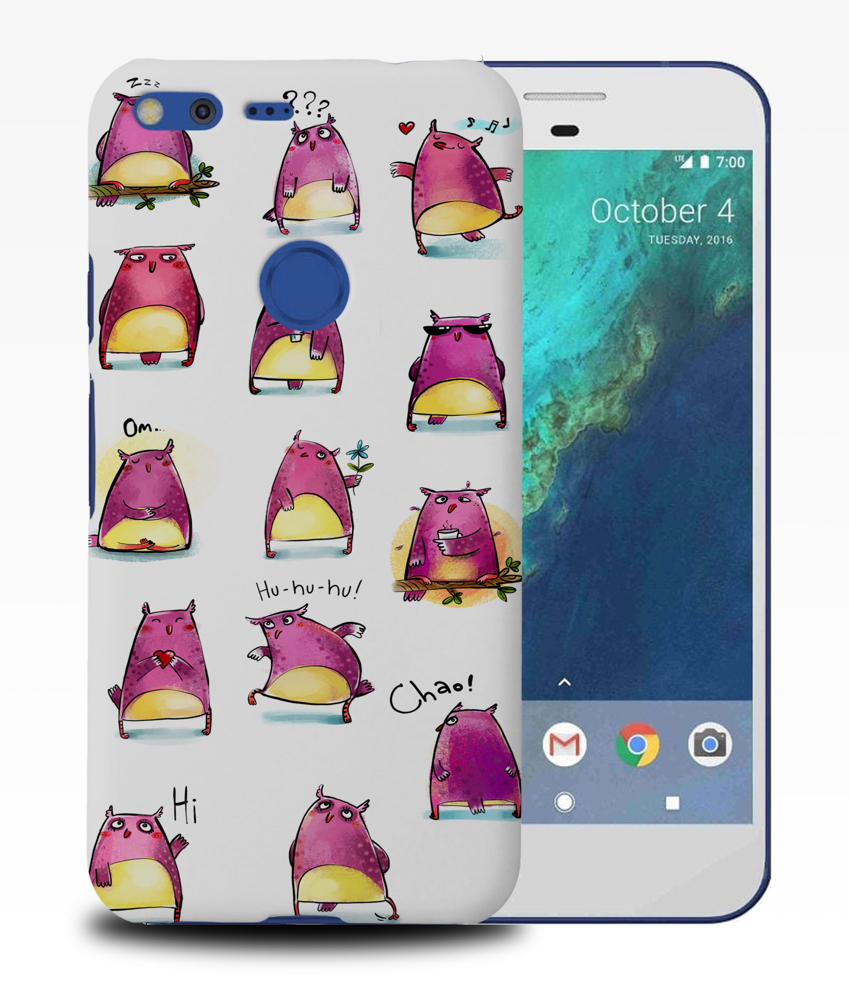 FUNDA PARA GOOGLE PIXEL|LINDOS BÚHOS MORADOS EMOCIONES - Imagen 10 de 11