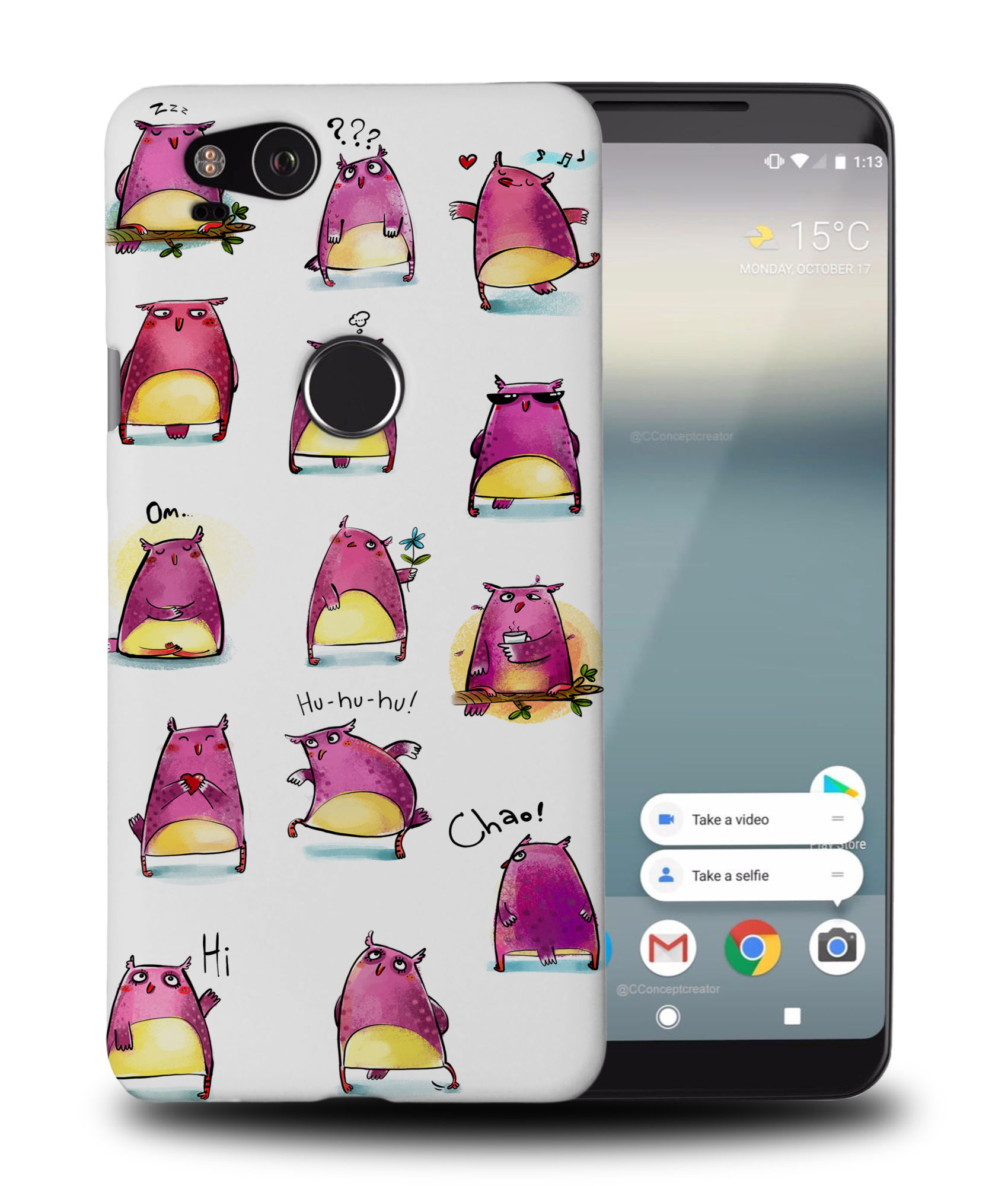 FUNDA PARA GOOGLE PIXEL|LINDOS BÚHOS MORADOS EMOCIONES - Imagen 9 de 11