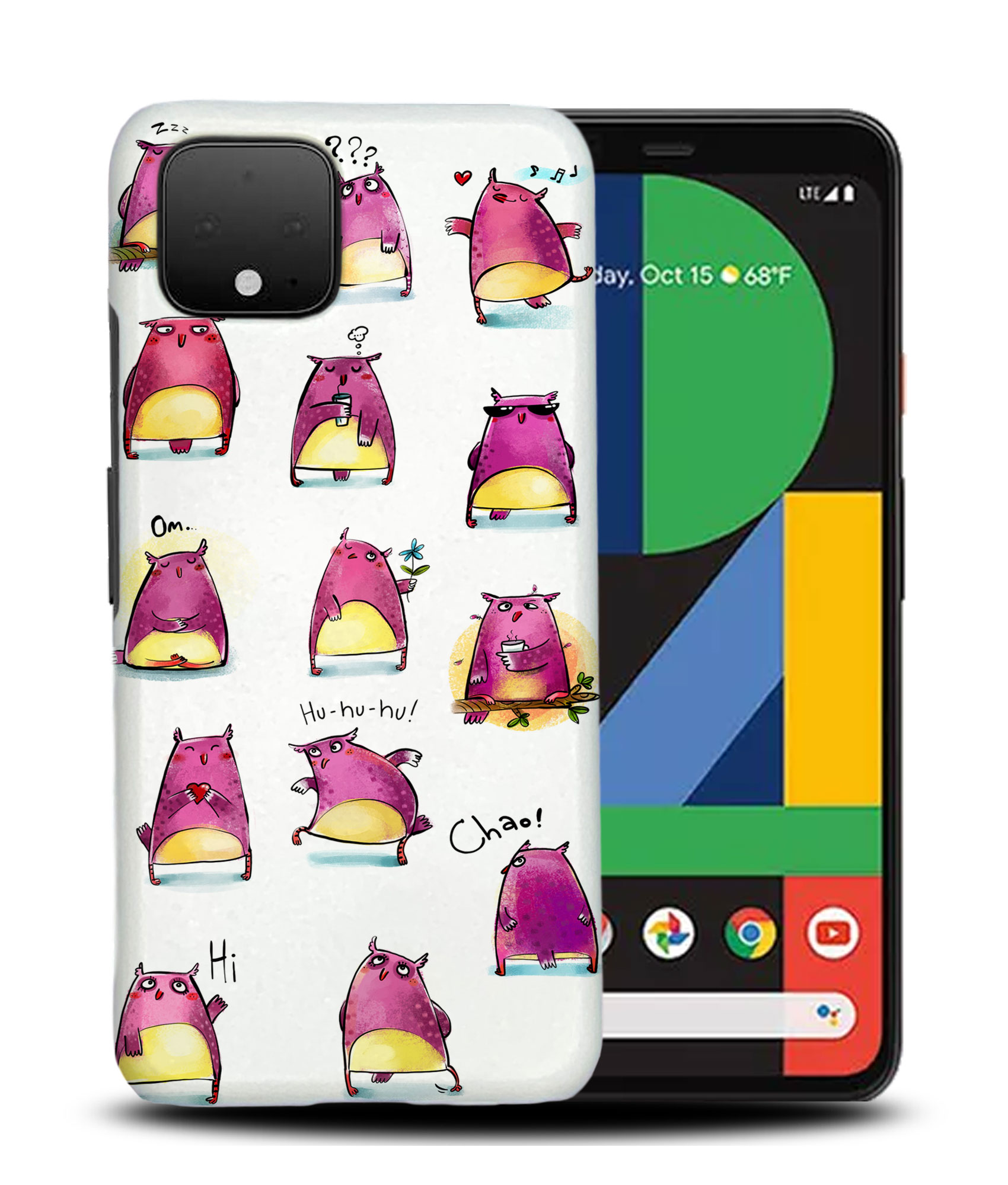 FUNDA PARA GOOGLE PIXEL|LINDOS BÚHOS MORADOS EMOCIONES - Imagen 5 de 11