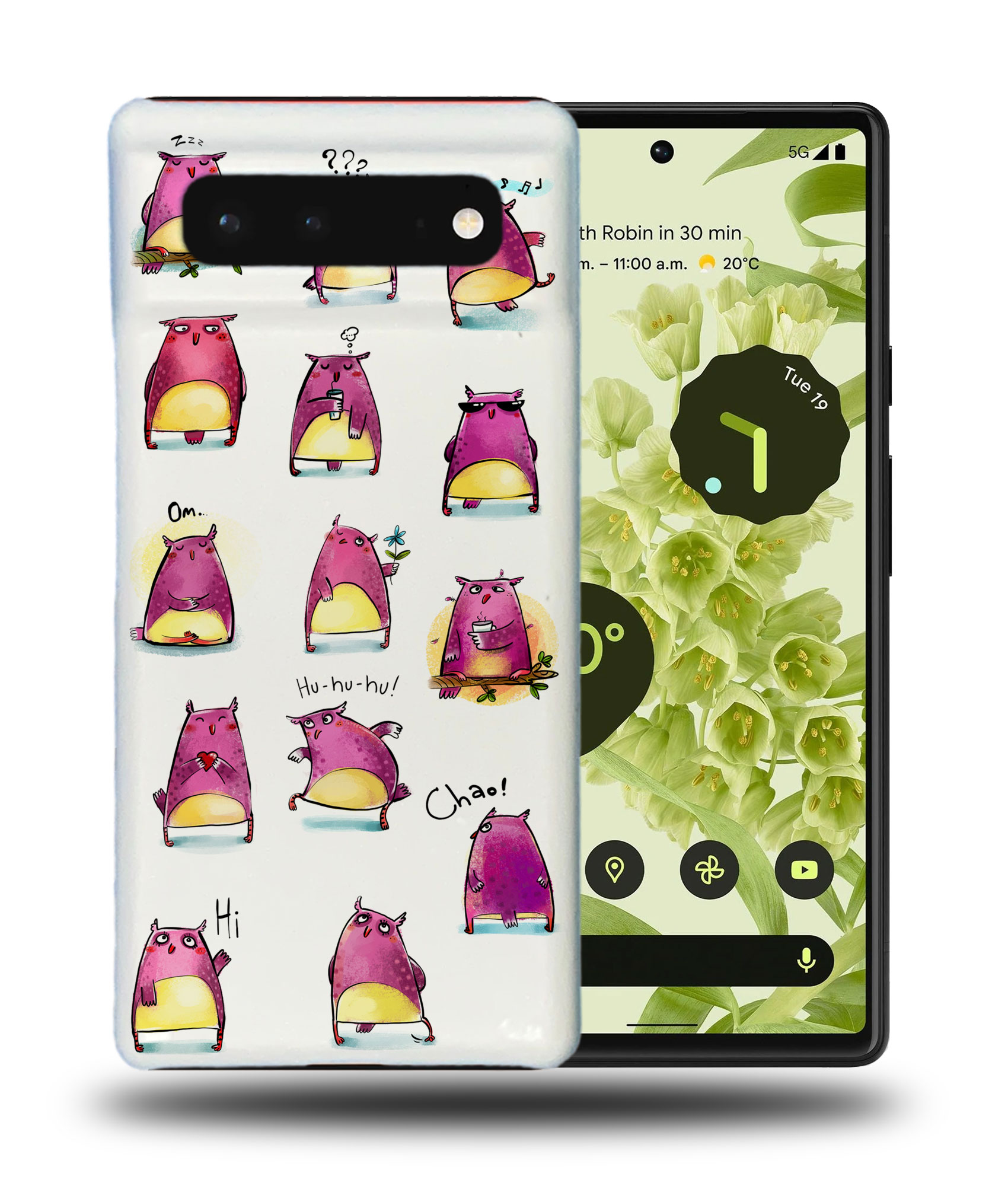 FUNDA PARA GOOGLE PIXEL|LINDOS BÚHOS MORADOS EMOCIONES - Imagen 3 de 11