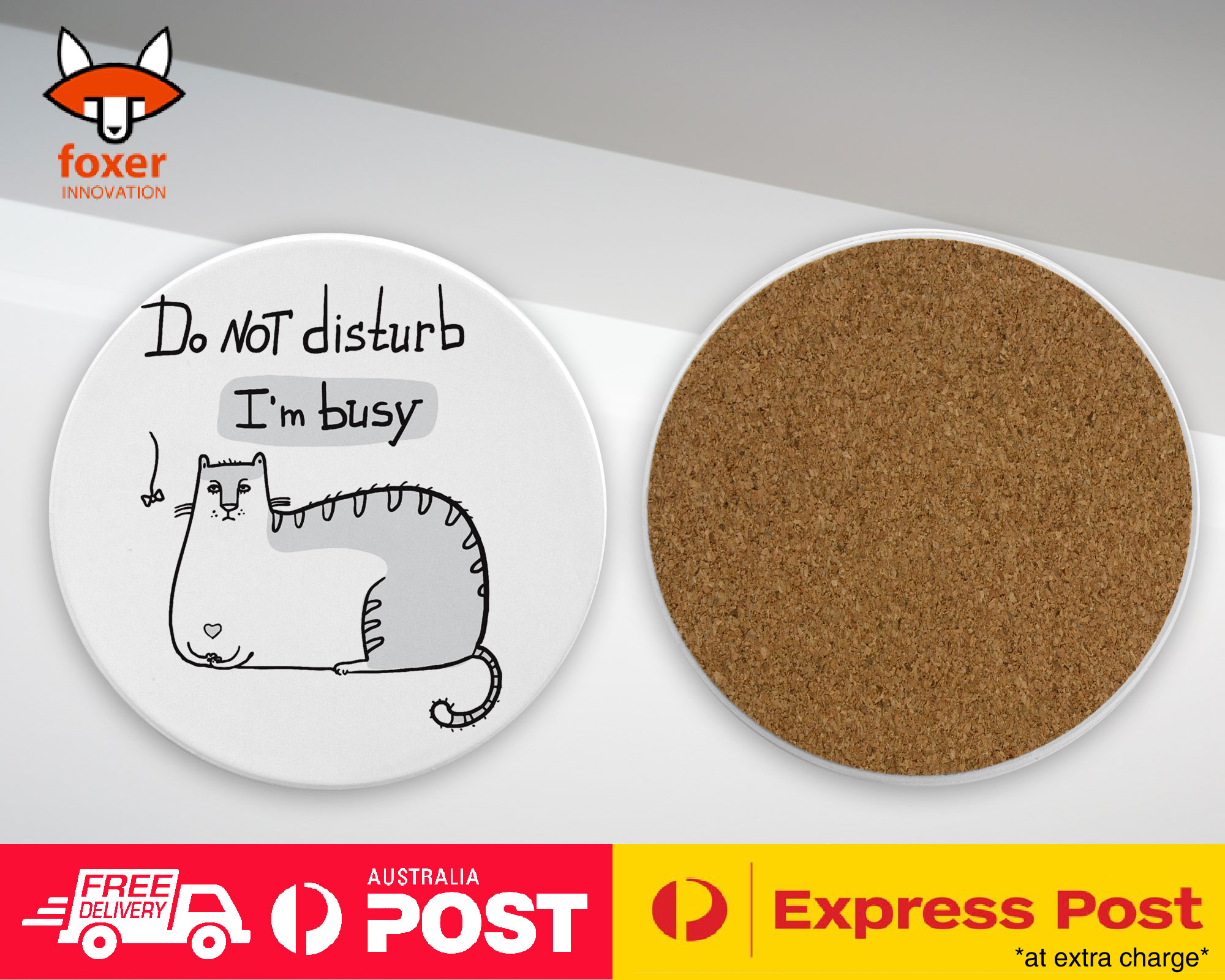 COASTER COFFEE DRINKING MAT|FUNNY CAT SKETCH DO NOT DISTURB