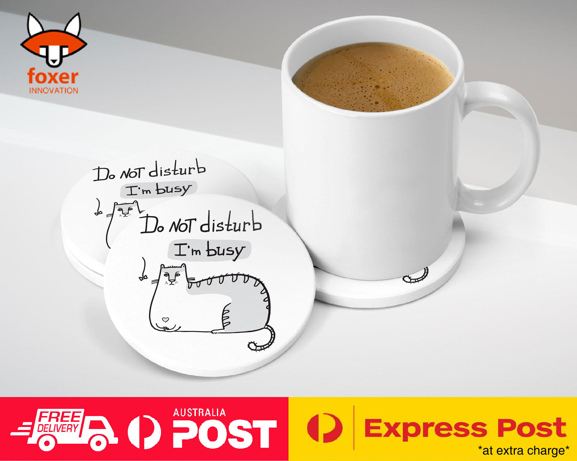 COASTER COFFEE DRINKING MAT|FUNNY CAT SKETCH DO NOT DISTURB