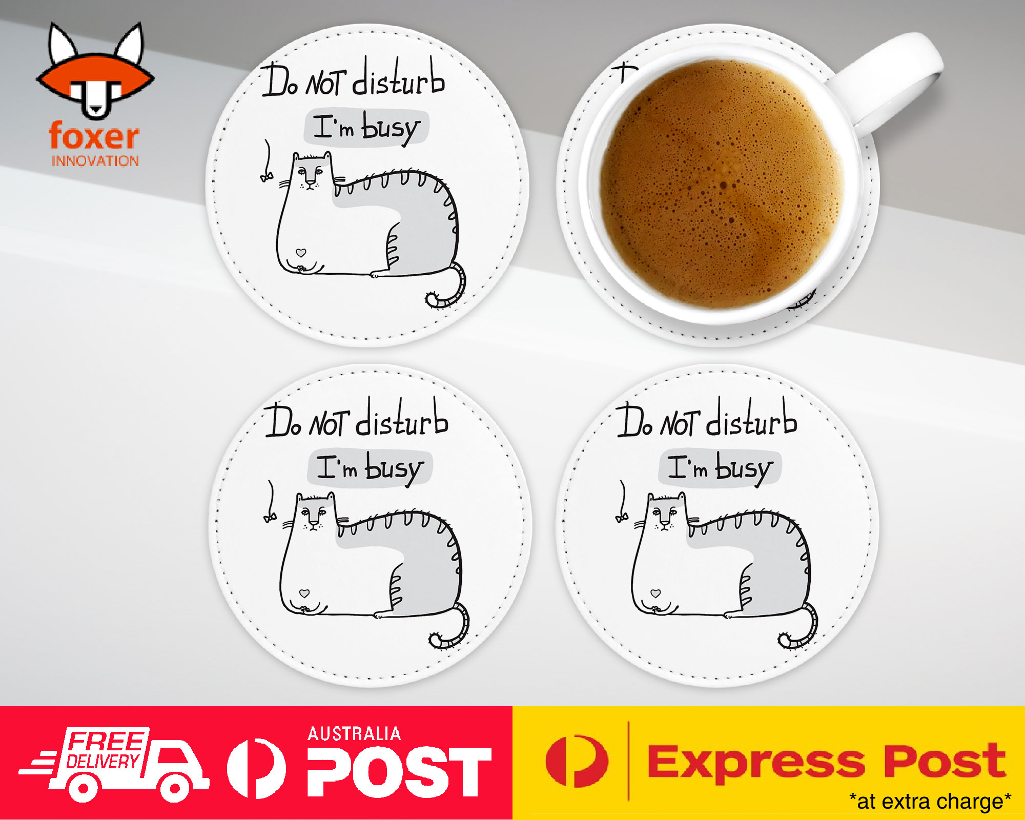 COASTER COFFEE DRINKING MAT|FUNNY CAT SKETCH DO NOT DISTURB