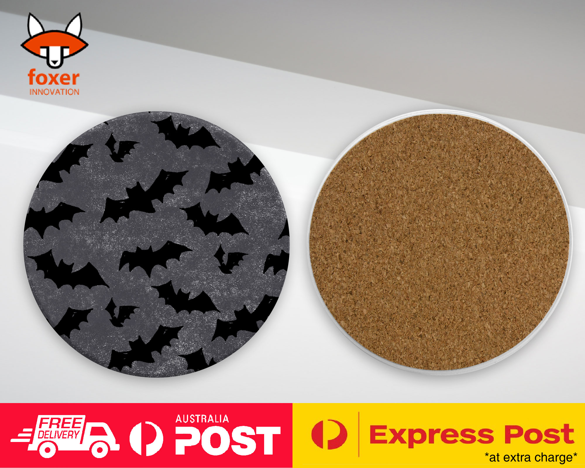 COASTER COFFEE DRINKING MAT|HALLOWEEN BATS PATTERN