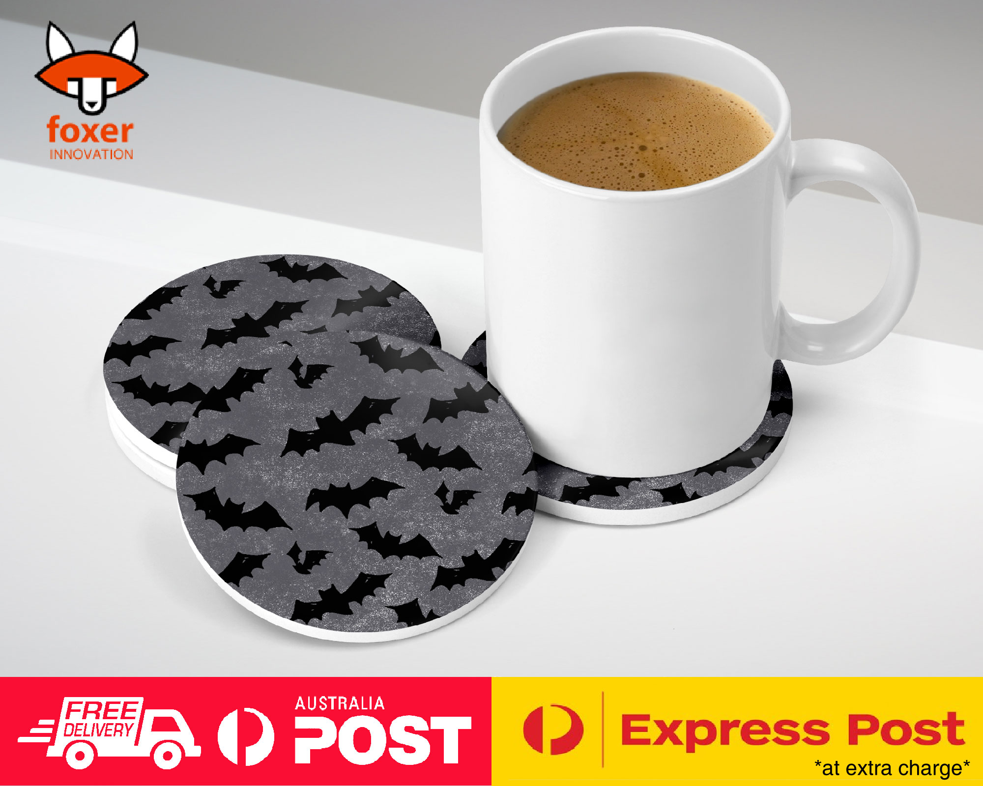 COASTER COFFEE DRINKING MAT|HALLOWEEN BATS PATTERN