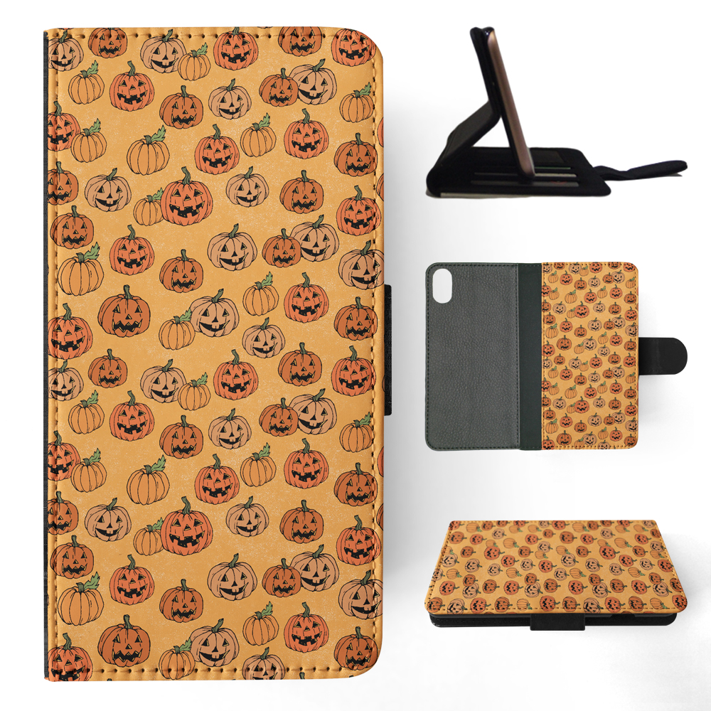 FLIP CASE FOR APPLE IPHONE|HALLOWEEN PUMPKIN FACES PATTERN - Picture 119 of 193