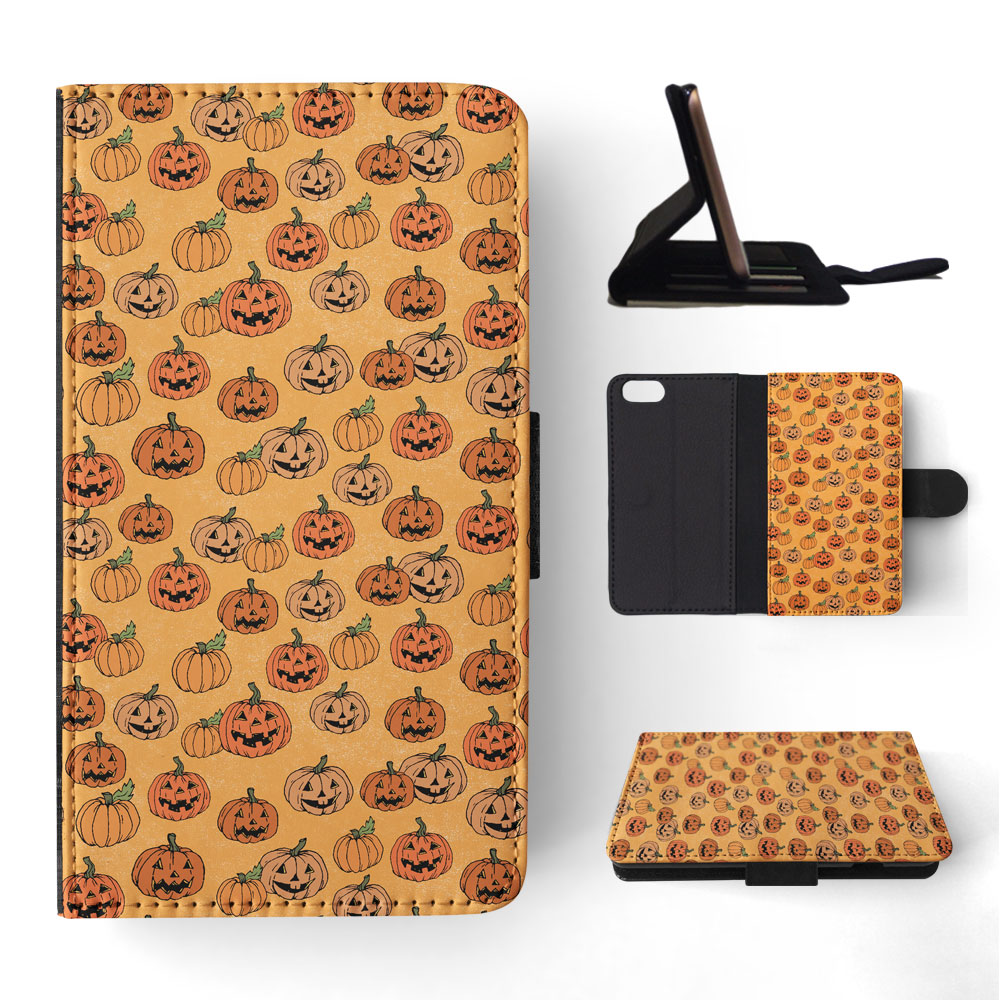 FLIP CASE FOR APPLE IPHONE|HALLOWEEN PUMPKIN FACES PATTERN - Picture 169 of 193