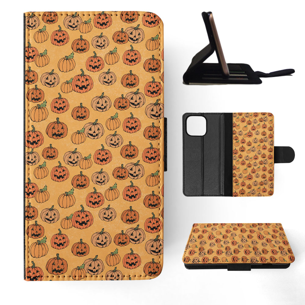 FLIP CASE FOR APPLE IPHONE|HALLOWEEN PUMPKIN FACES PATTERN - Picture 66 of 193