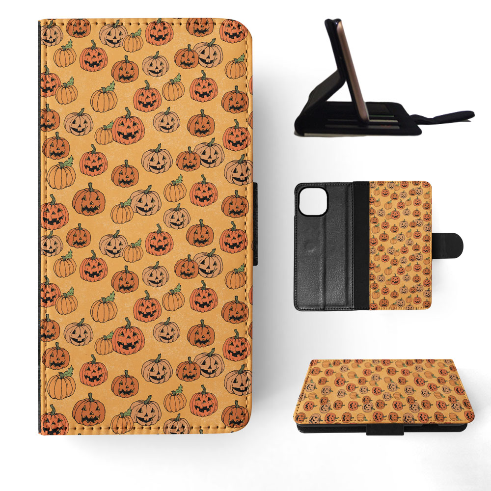 FLIP CASE FOR APPLE IPHONE|HALLOWEEN PUMPKIN FACES PATTERN - Picture 61 of 193