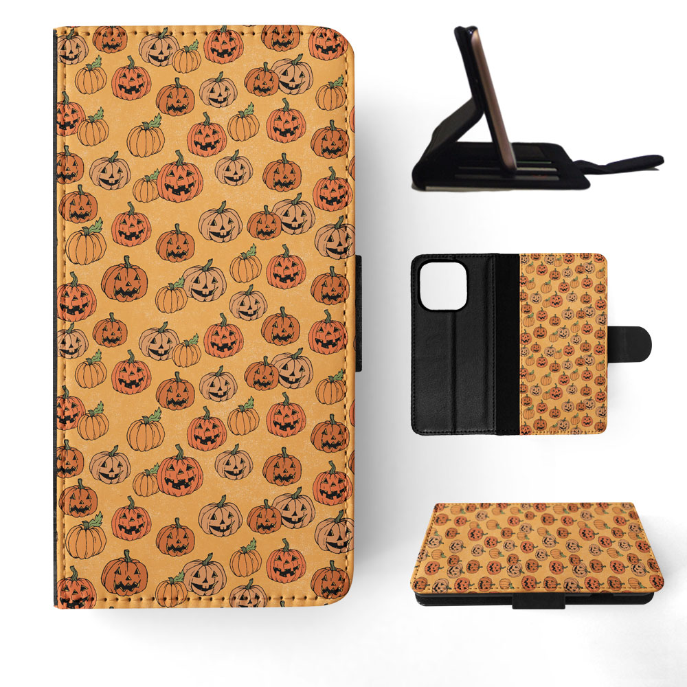 FLIP CASE FOR APPLE IPHONE|HALLOWEEN PUMPKIN FACES PATTERN - Picture 51 of 193