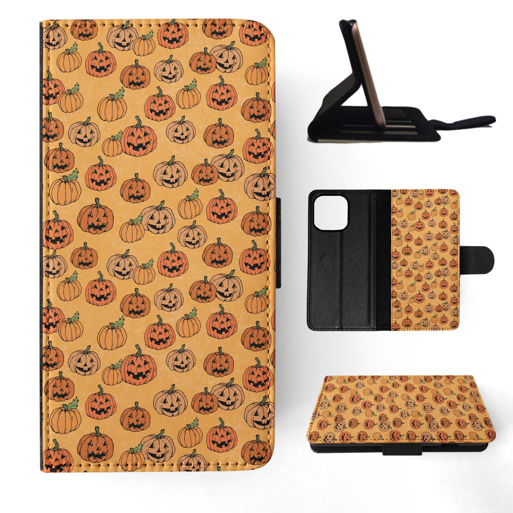 FLIP CASE FOR APPLE IPHONE|HALLOWEEN PUMPKIN FACES PATTERN - Picture 46 of 193