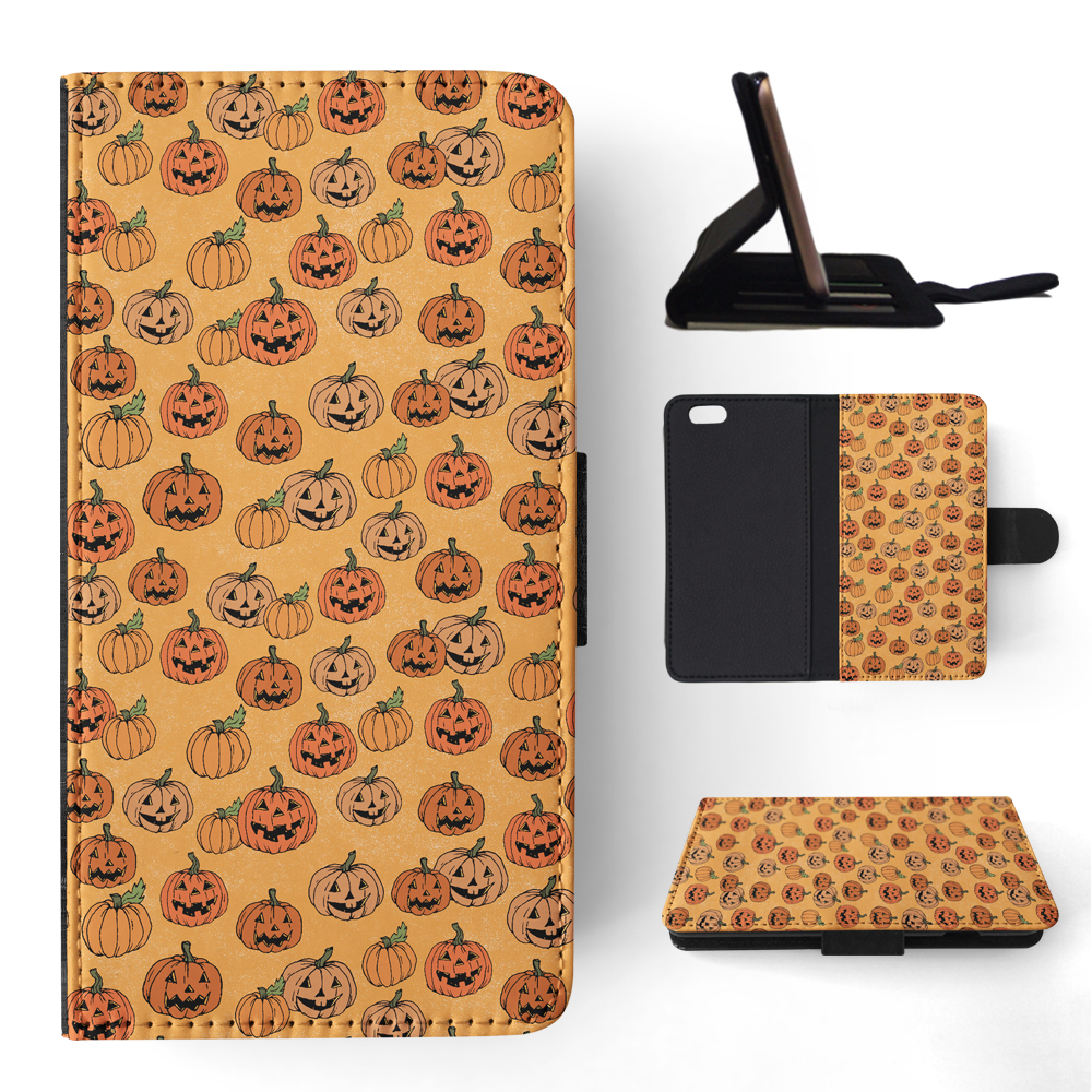 FLIP CASE FOR APPLE IPHONE|HALLOWEEN PUMPKIN FACES PATTERN - Picture 159 of 193