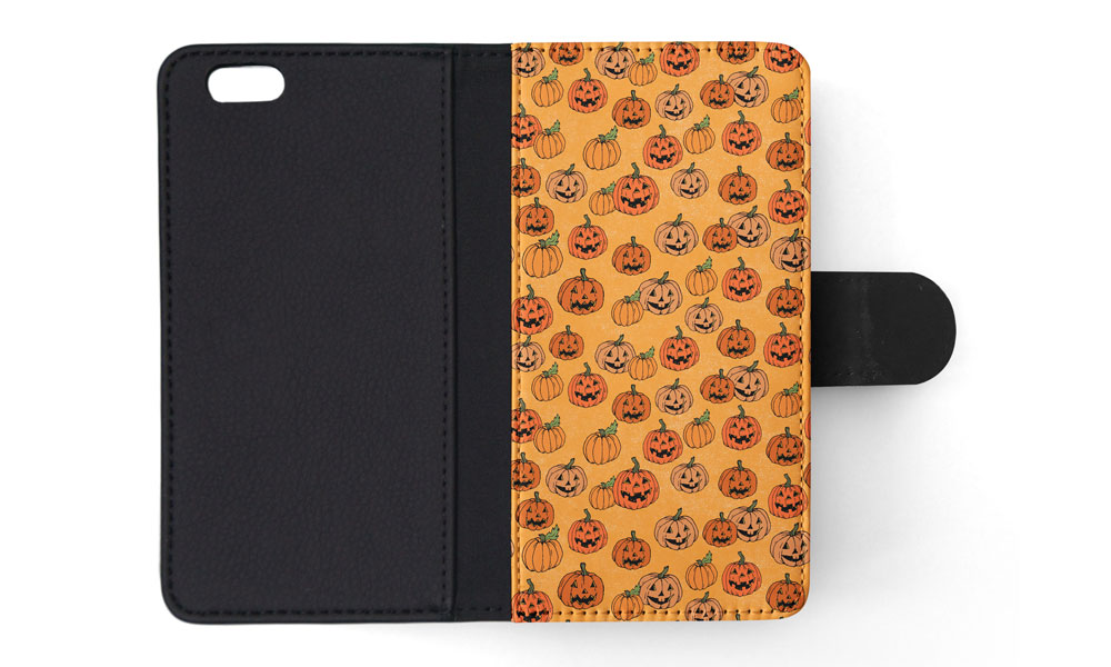 FLIP CASE FOR APPLE IPHONE|HALLOWEEN PUMPKIN FACES PATTERN - Picture 162 of 193