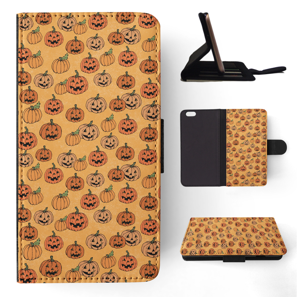 FLIP CASE FOR APPLE IPHONE|HALLOWEEN PUMPKIN FACES PATTERN - Picture 149 of 193