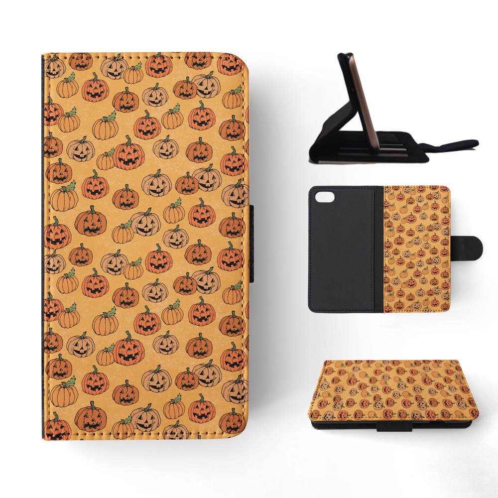 FLIP CASE FOR APPLE IPHONE|HALLOWEEN PUMPKIN FACES PATTERN - Picture 134 of 193