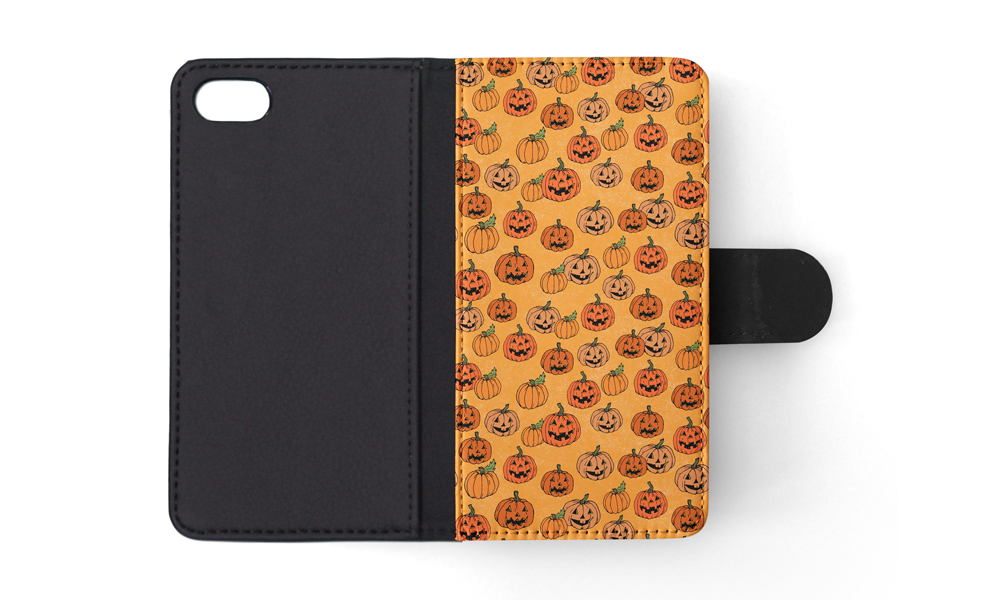 FLIP CASE FOR APPLE IPHONE|HALLOWEEN PUMPKIN FACES PATTERN - Picture 137 of 193