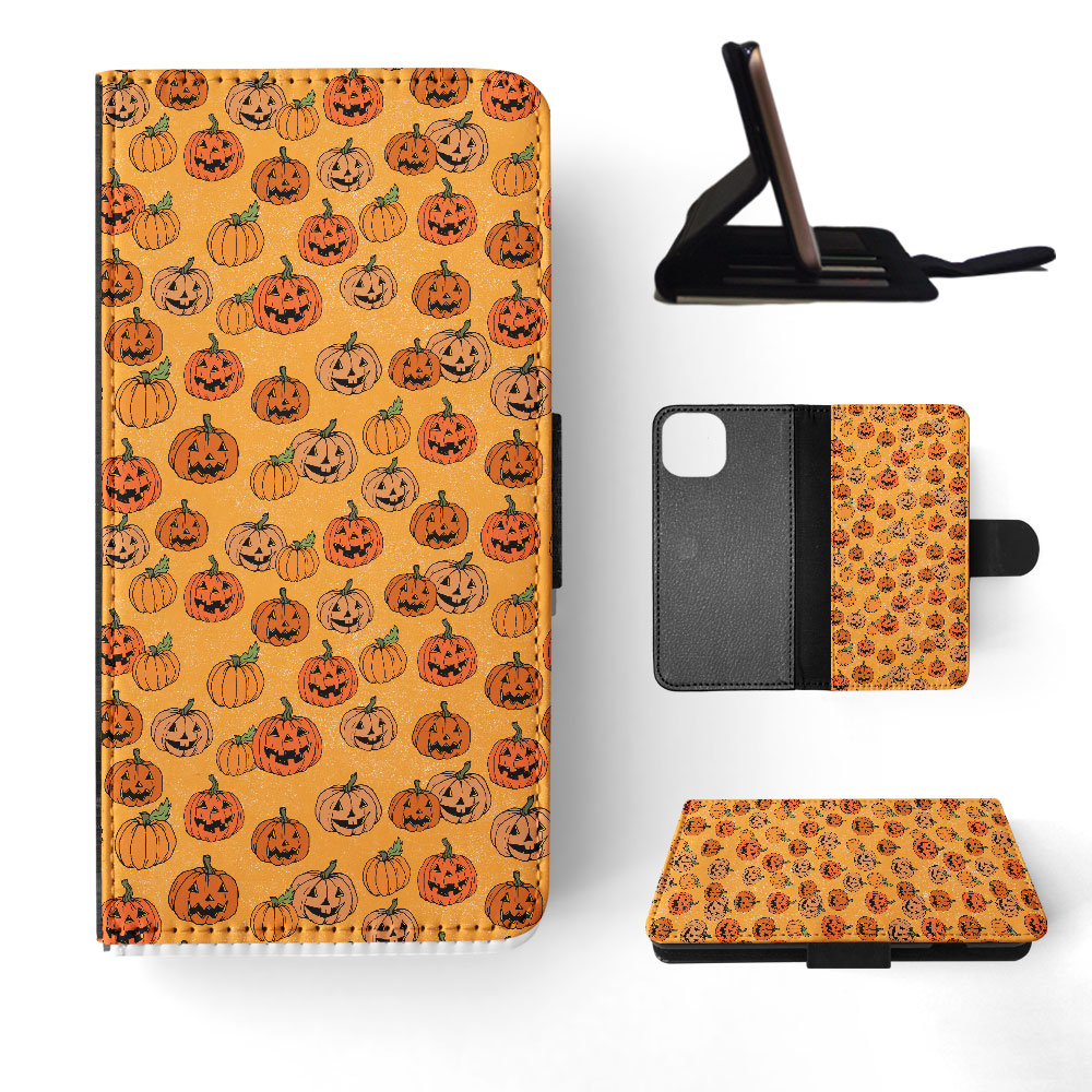 FLIP CASE FOR APPLE IPHONE|HALLOWEEN PUMPKIN FACES PATTERN - Picture 41 of 193