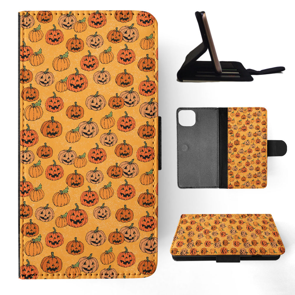 FLIP CASE FOR APPLE IPHONE|HALLOWEEN PUMPKIN FACES PATTERN - Picture 36 of 193