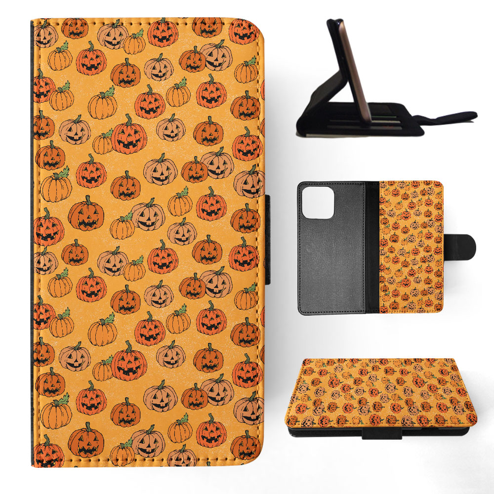 FLIP CASE FOR APPLE IPHONE|HALLOWEEN PUMPKIN FACES PATTERN - Picture 26 of 193