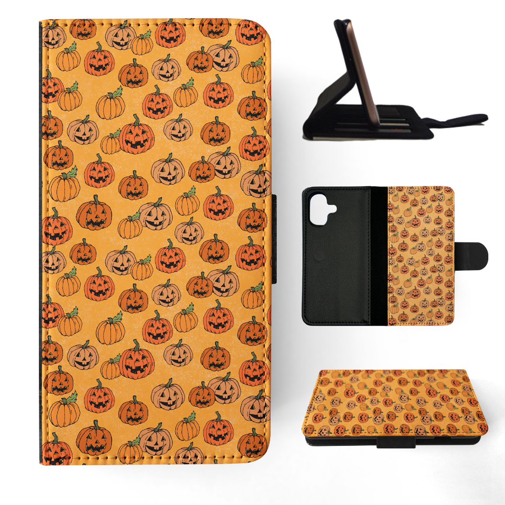 FLIP CASE FOR APPLE IPHONE|HALLOWEEN PUMPKIN FACES PATTERN - Picture 21 of 193