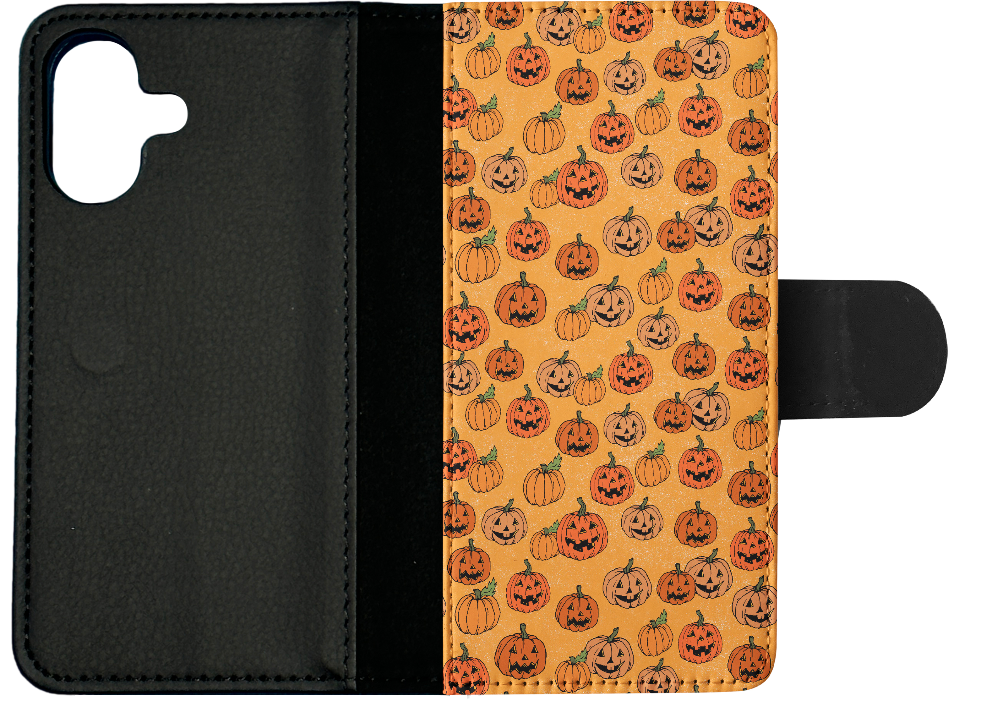 FLIP CASE FOR APPLE IPHONE|HALLOWEEN PUMPKIN FACES PATTERN - Picture 24 of 193