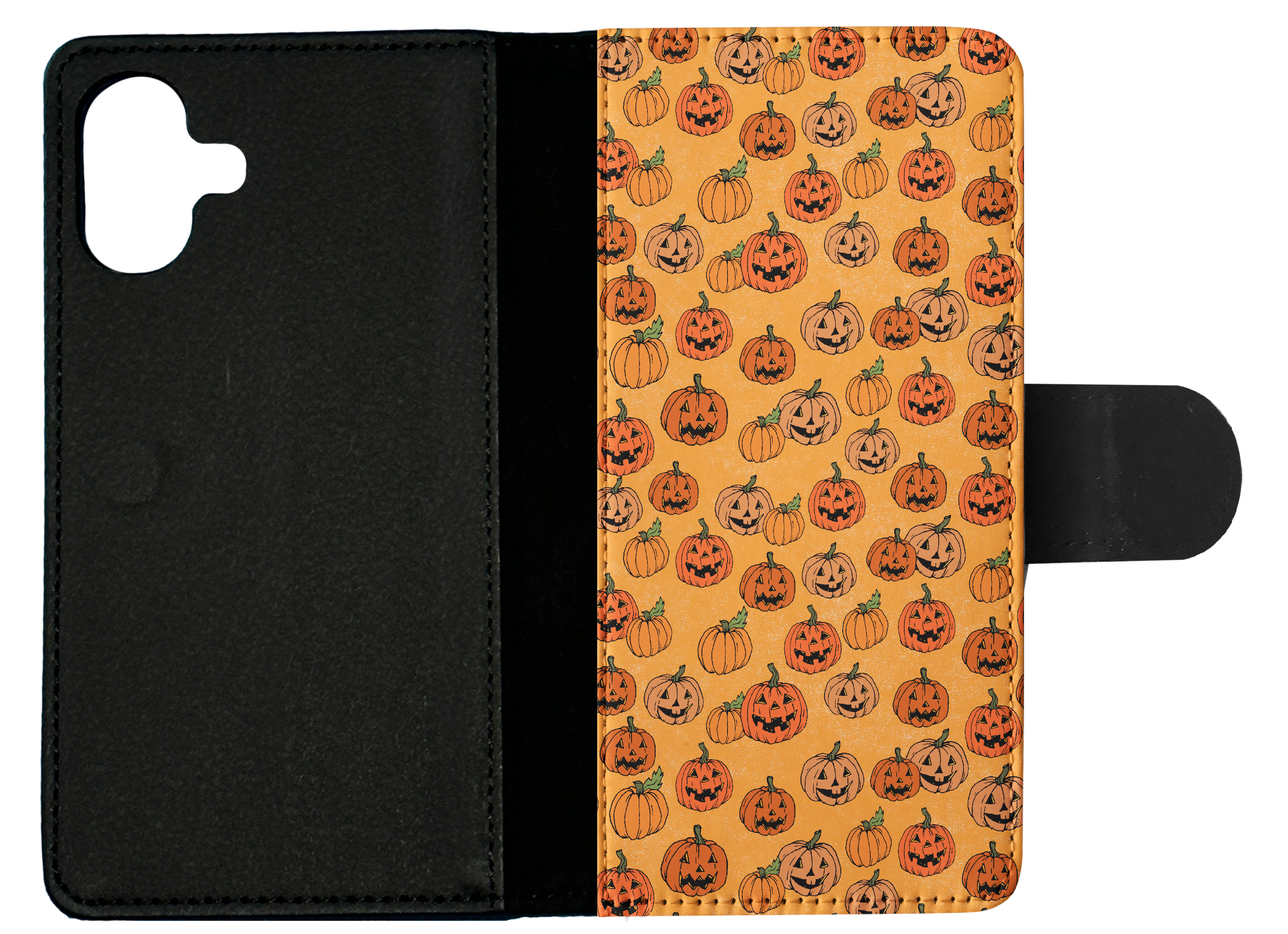 FLIP CASE FOR APPLE IPHONE|HALLOWEEN PUMPKIN FACES PATTERN - Picture 19 of 193