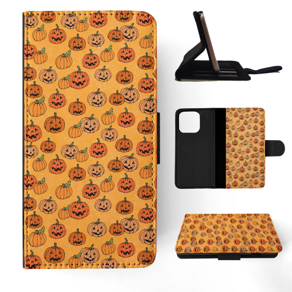 FLIP CASE FOR APPLE IPHONE|HALLOWEEN PUMPKIN FACES PATTERN - Picture 11 of 193