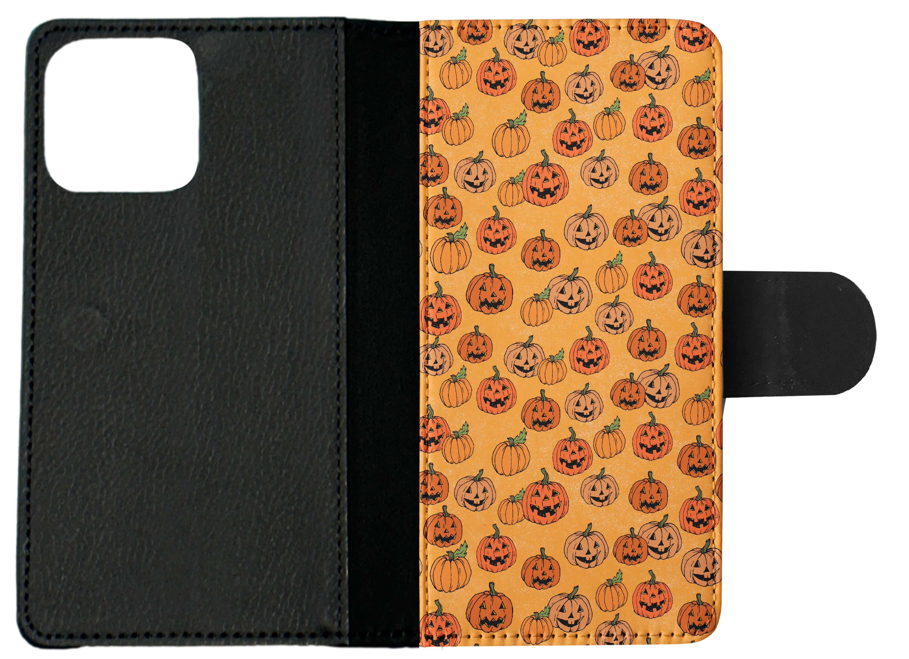 FLIP CASE FOR APPLE IPHONE|HALLOWEEN PUMPKIN FACES PATTERN - Picture 9 of 193